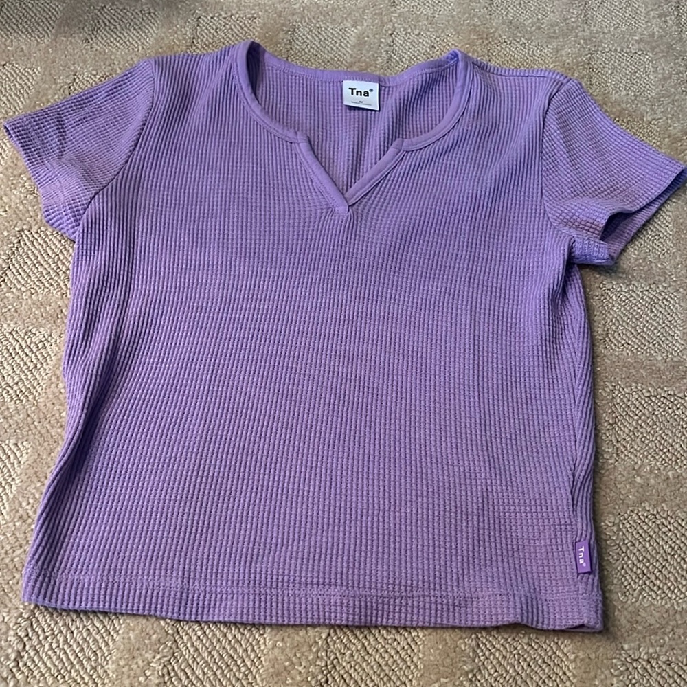 Aritzia TNA Purple Waffle Top